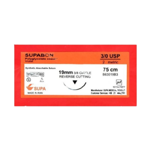 نخ بخیه ویکریل (سوپابن) 3/0 با سوزن کاتینگ 19 سوپا کالا پزشکی ترکش